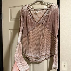 We The Free Ribbed Asymmetrical Blouse